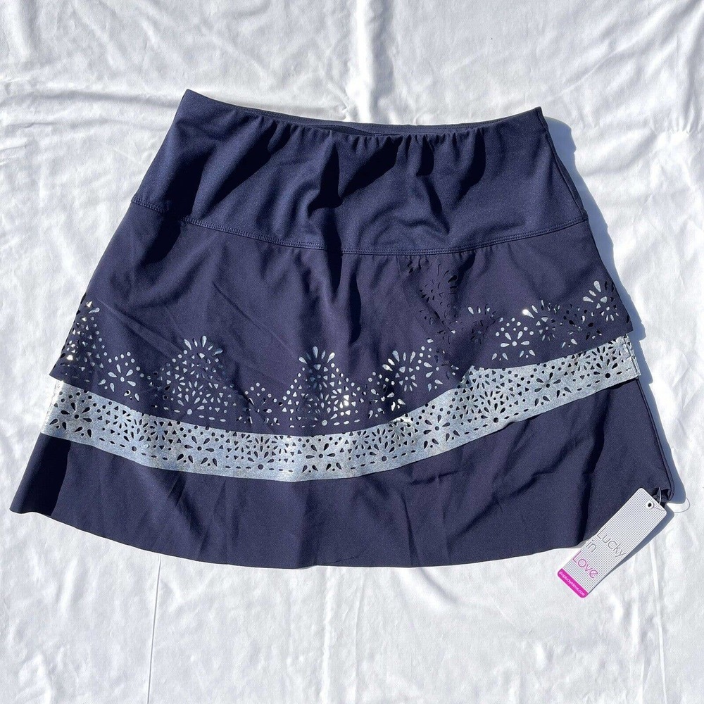 Lucky in Love Navy and Silver Mini Skirt